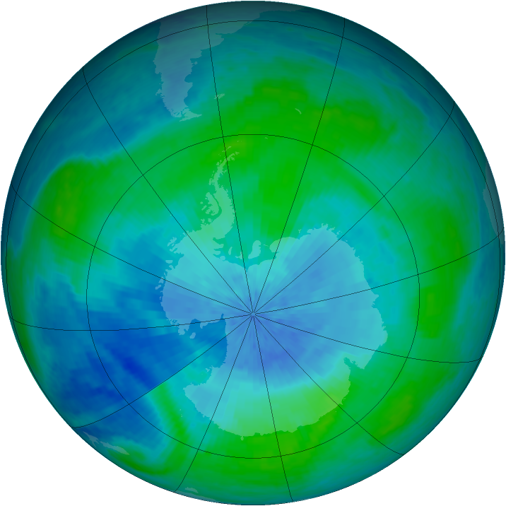 Antarctic ozone map for 03 March 2003